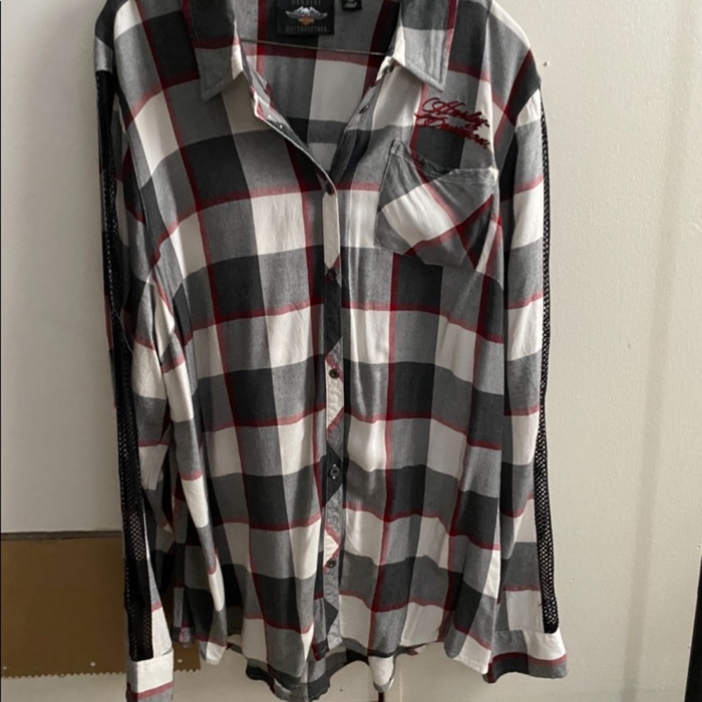 Harley Davidson Genuine Motorclothes Woman’s Button Up Shirt Sz 2XL Plaid,
